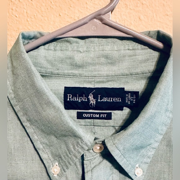 Ralph Lauren Custom Fit Men’s Oxford Shirt Size Neck 17 38/37 Mint Green L/XL - Picture 4 of 6
